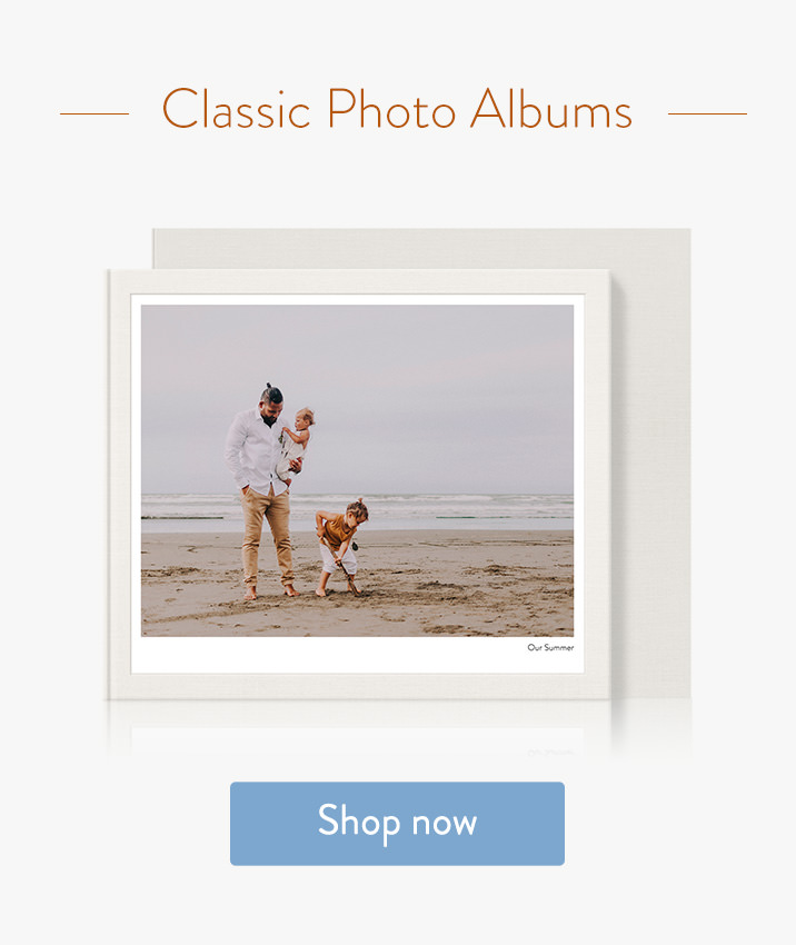 Classic Photo Album with presentation box and family on the cover.