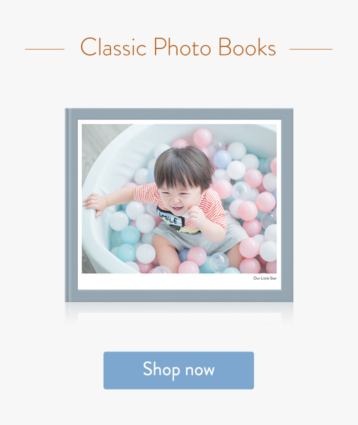 Classic Photo Book with baby on the cover.