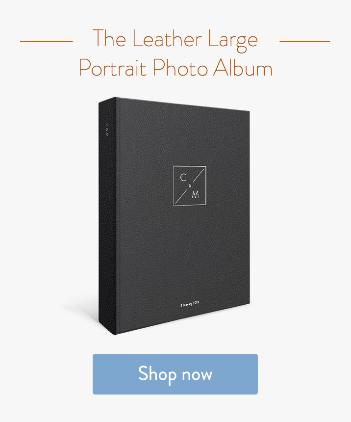 Large Leather Portrait Photo Album with Designer Cover.