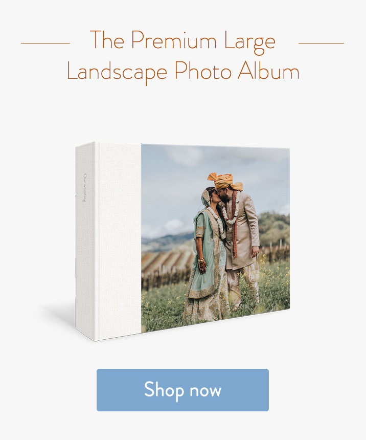 Premium Large Landscape Photo Album with wedding image.