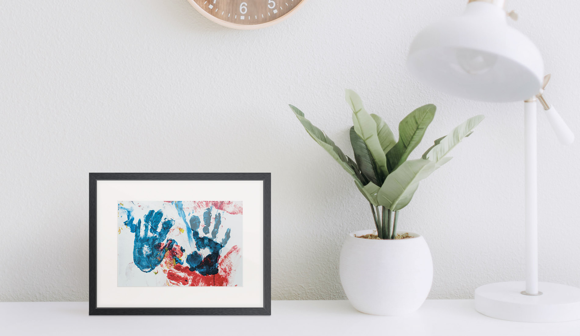 Framed hand print art