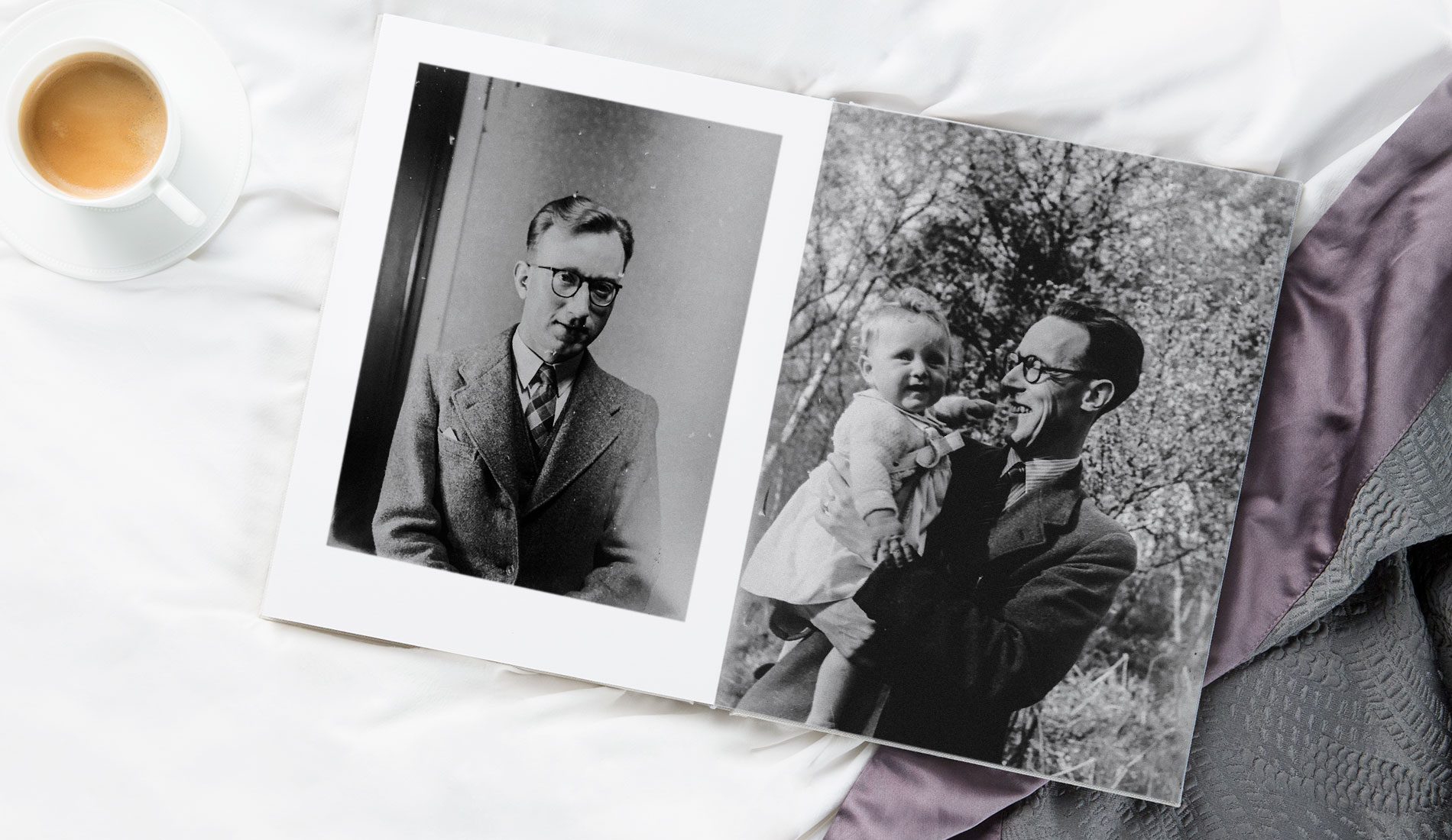 Father's day photo book with old black and white photos