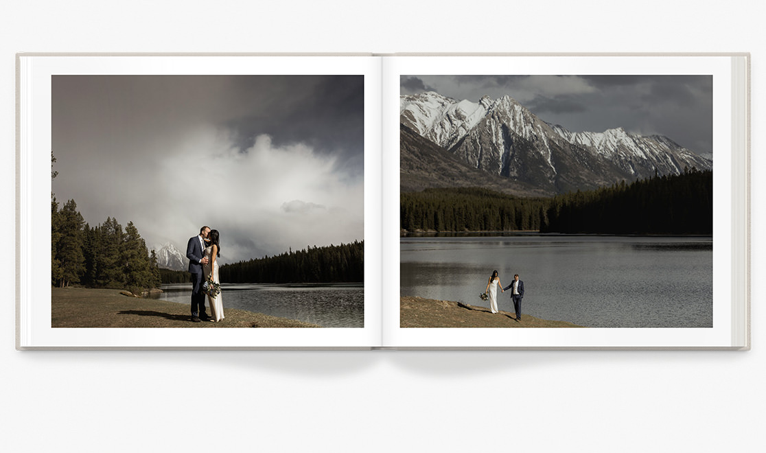 Classic Photo Album showing spread of wedding portraits