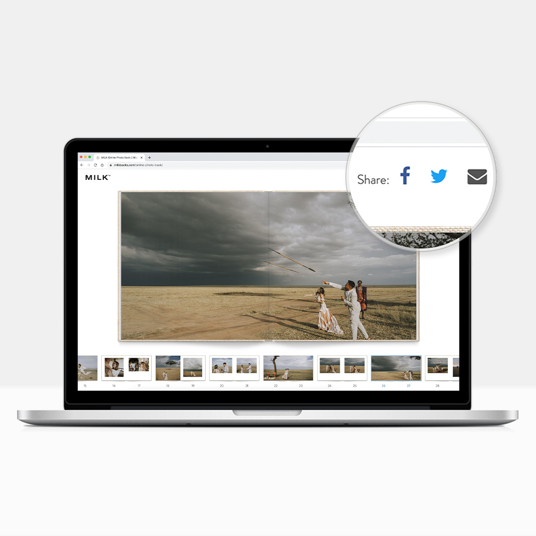 Online flipbook on a laptop.
