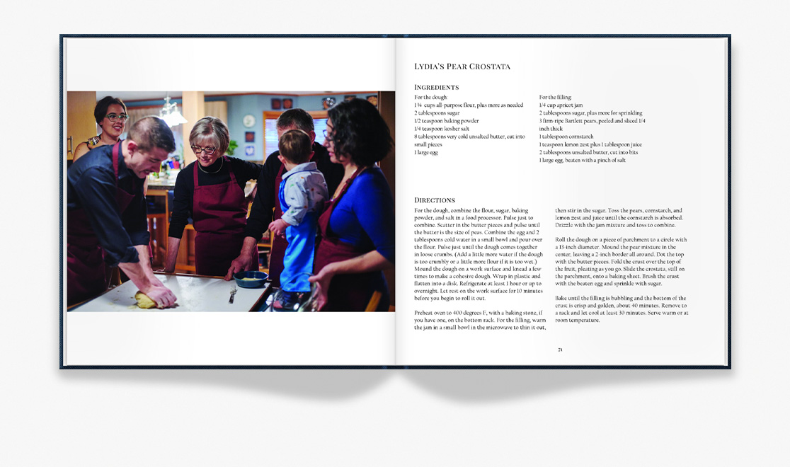 Open photo book showing spread of family recipe