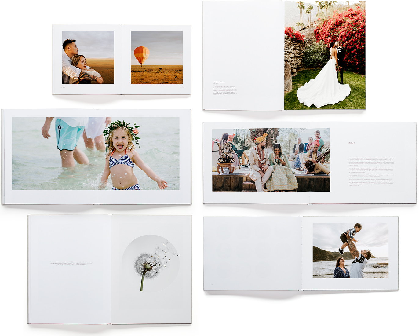 Selection of classic photo albums showing photo templates
