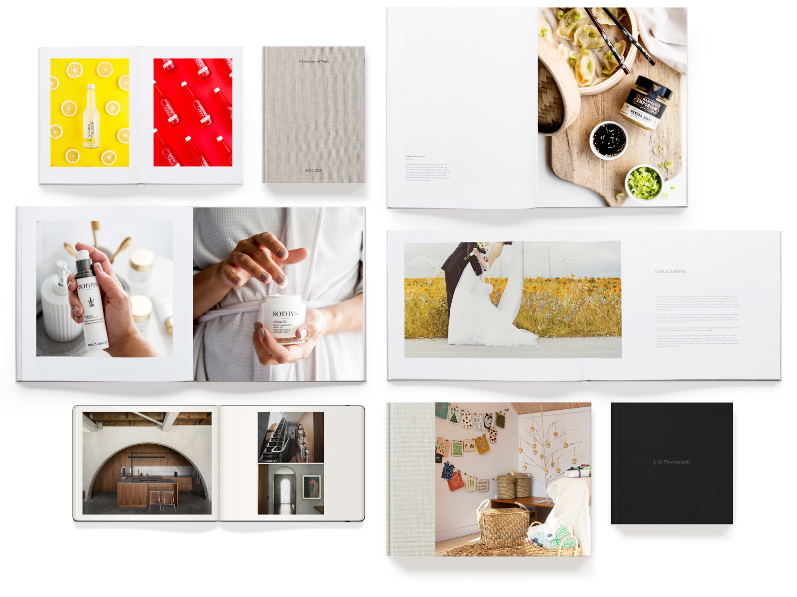 Birds eye view of photo books