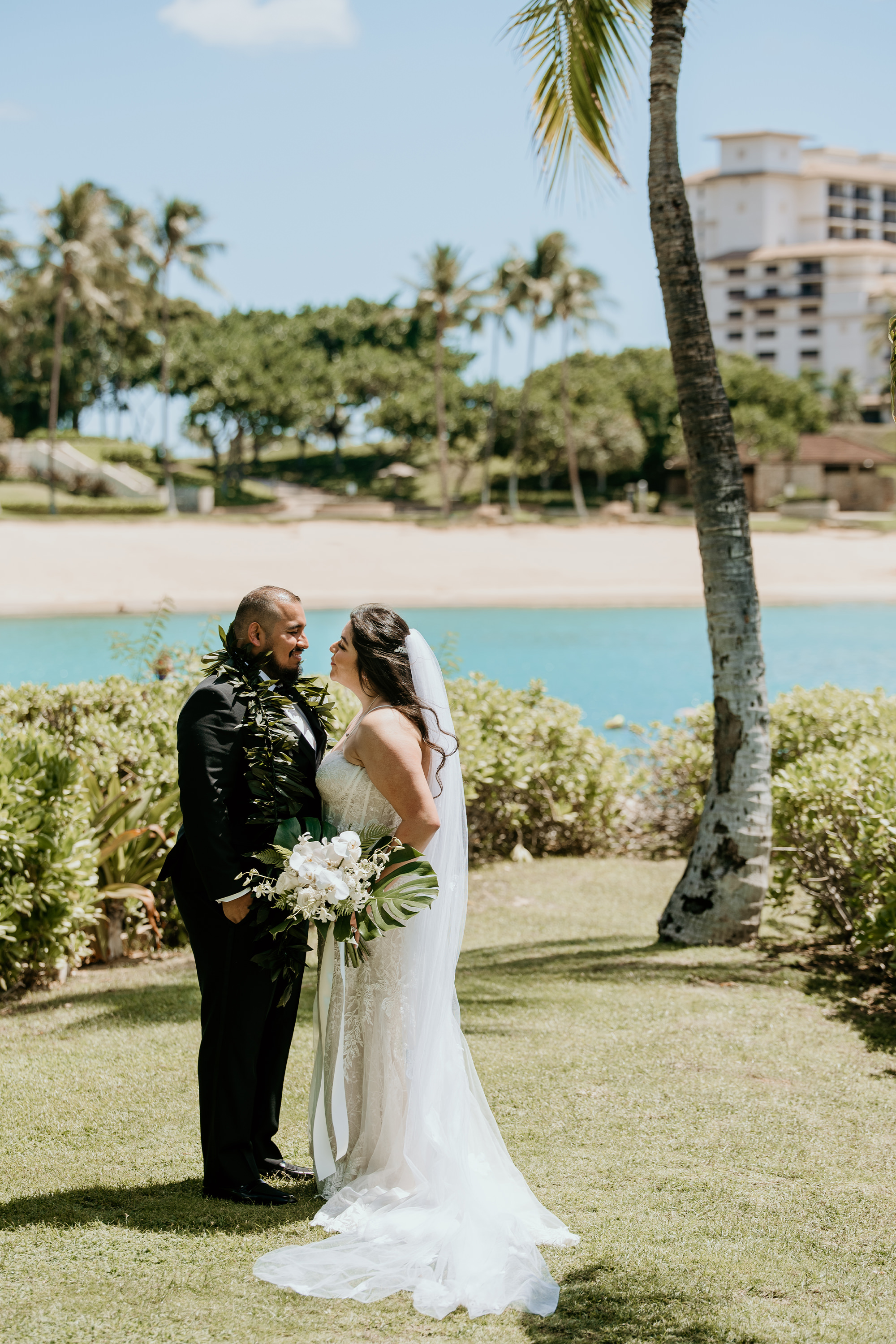 Newlyweds gazing at each other
