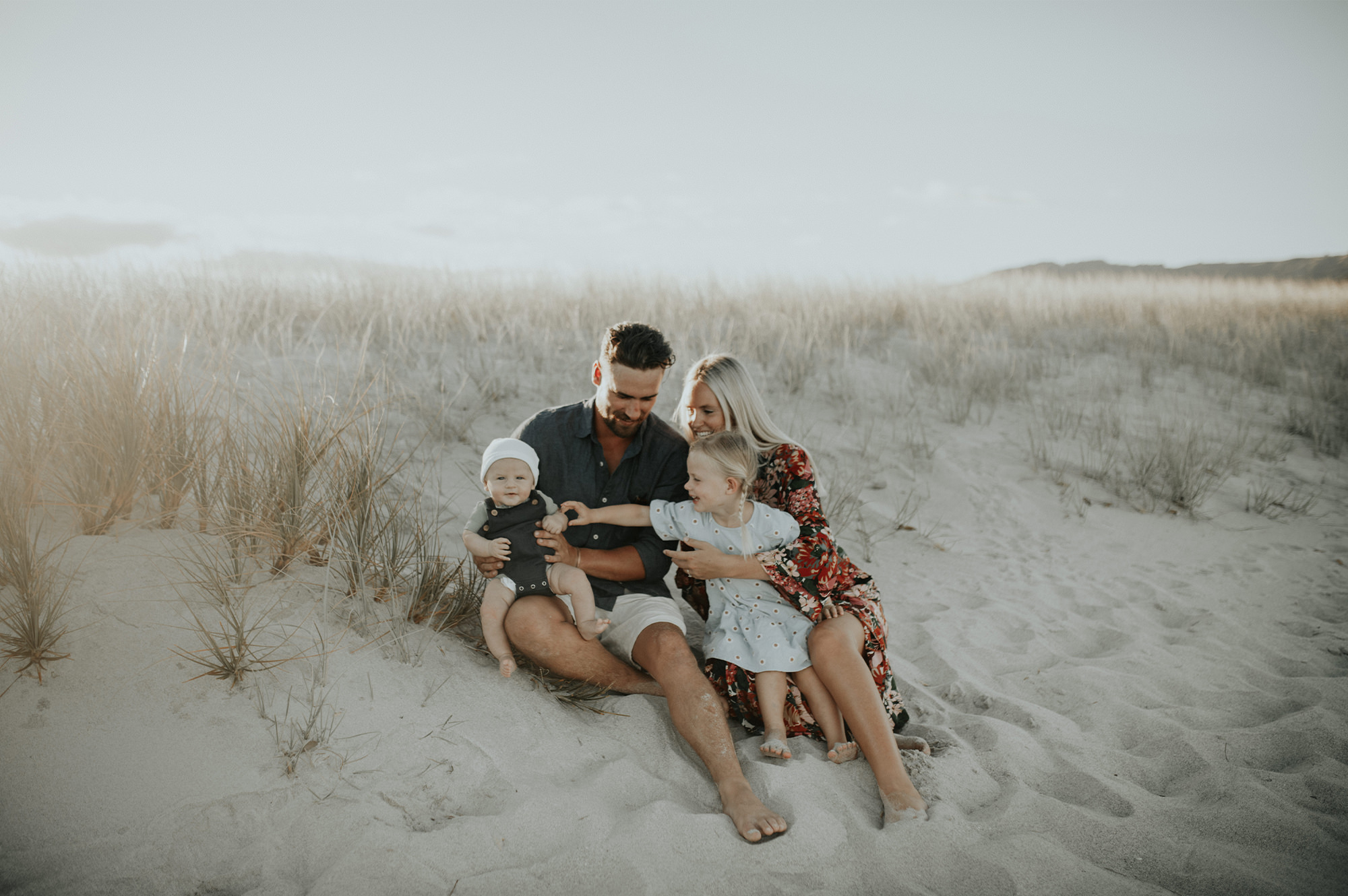 Family on beach