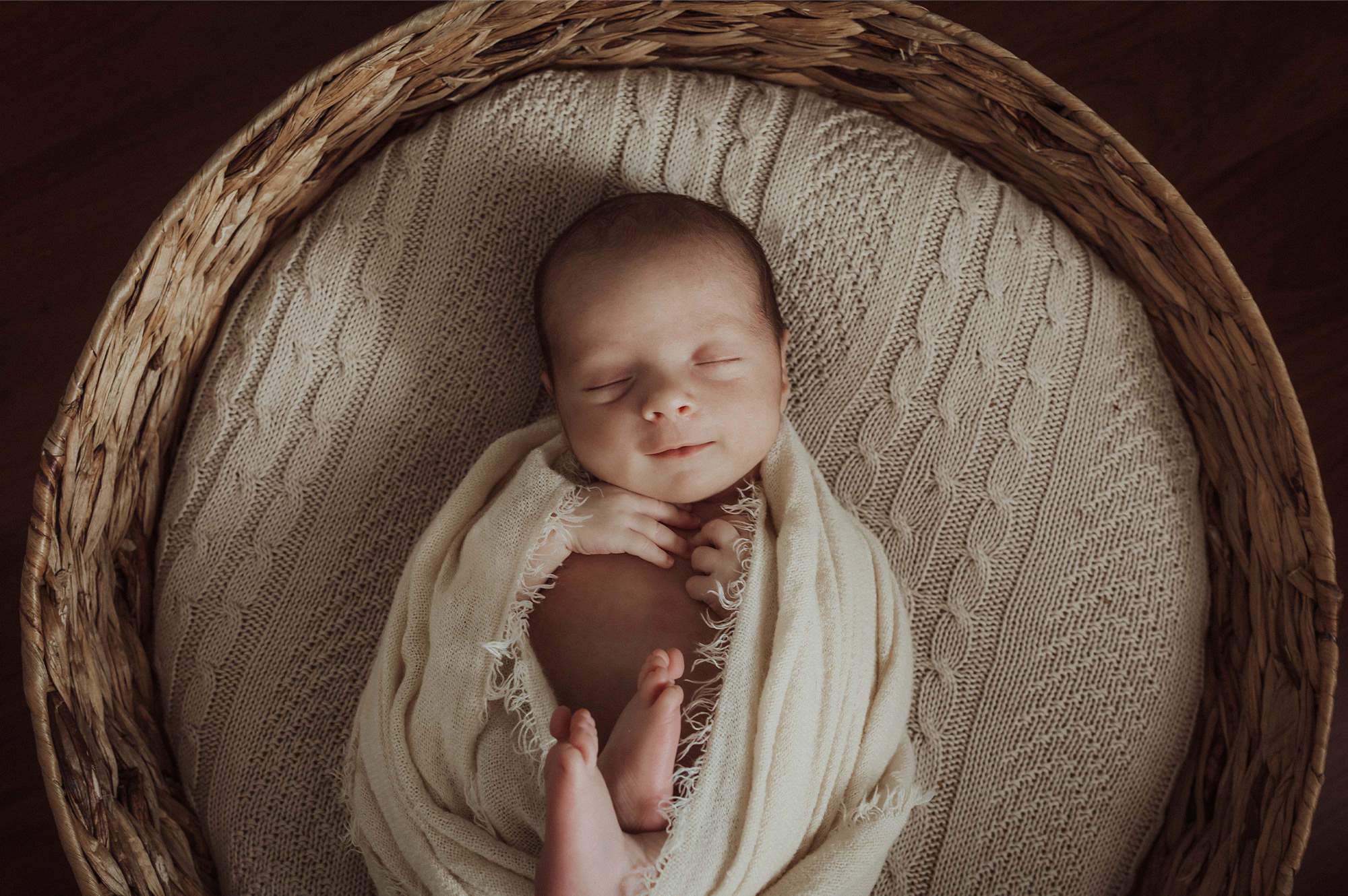Newborn in basket