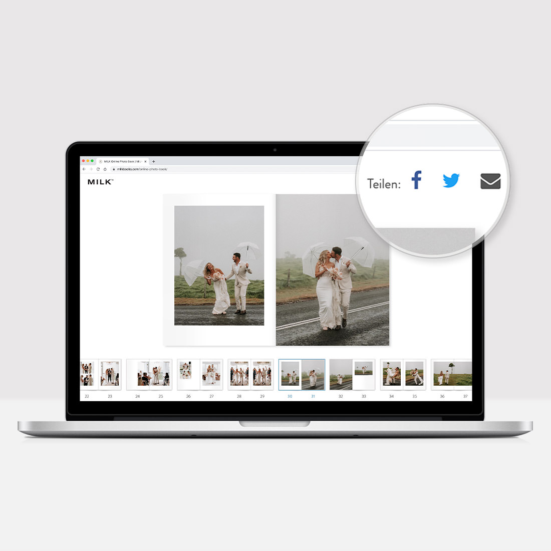 Laptop, der ein Online-Flipbook zeigt.