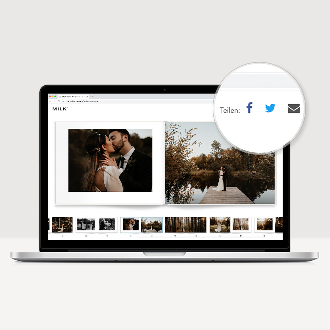 Online-Daumenkino auf dem Laptop.