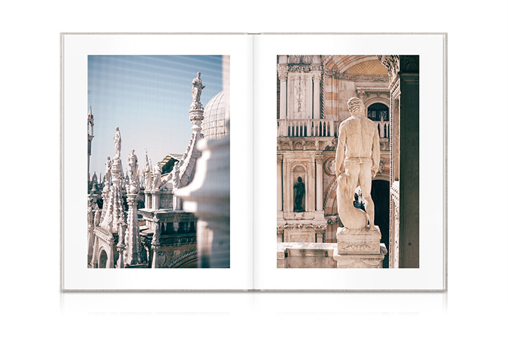 Open travel photo book