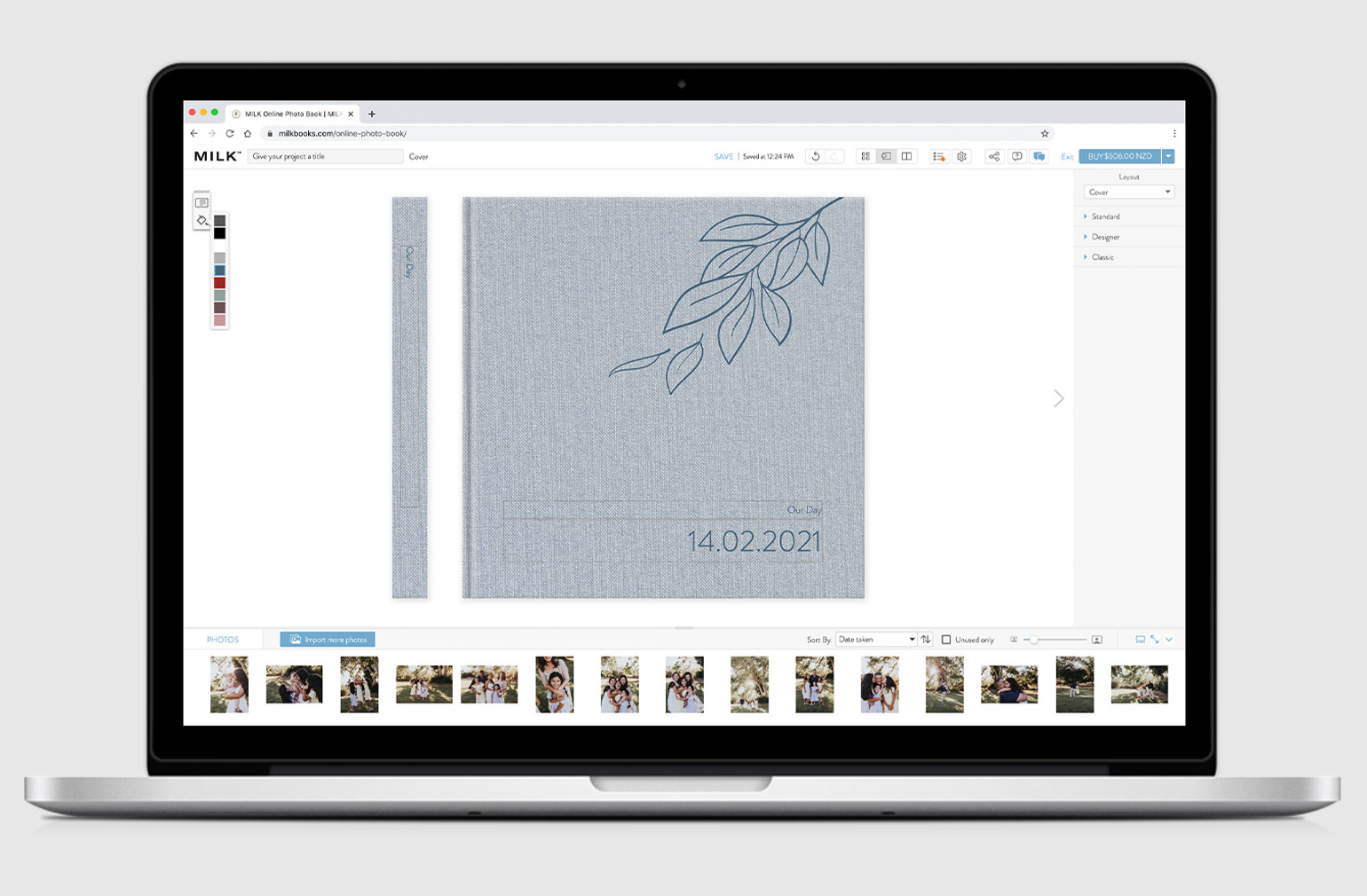 Modello di copertina per designer usato nel MILK Design Studio.