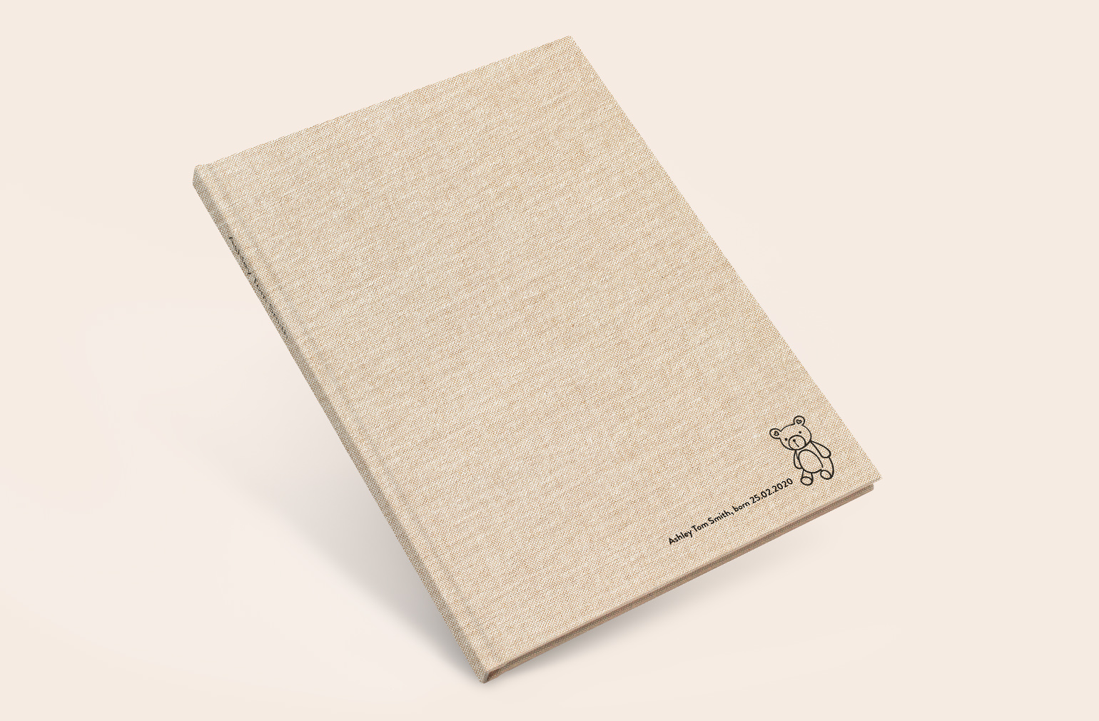 Libro di lino con copertina di design per bambini.
