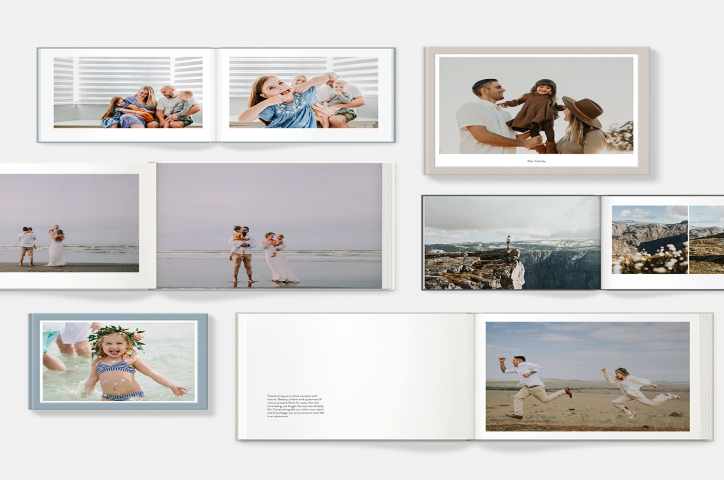Une sélection de mises en page MILK pour les livres de photos et les albums.