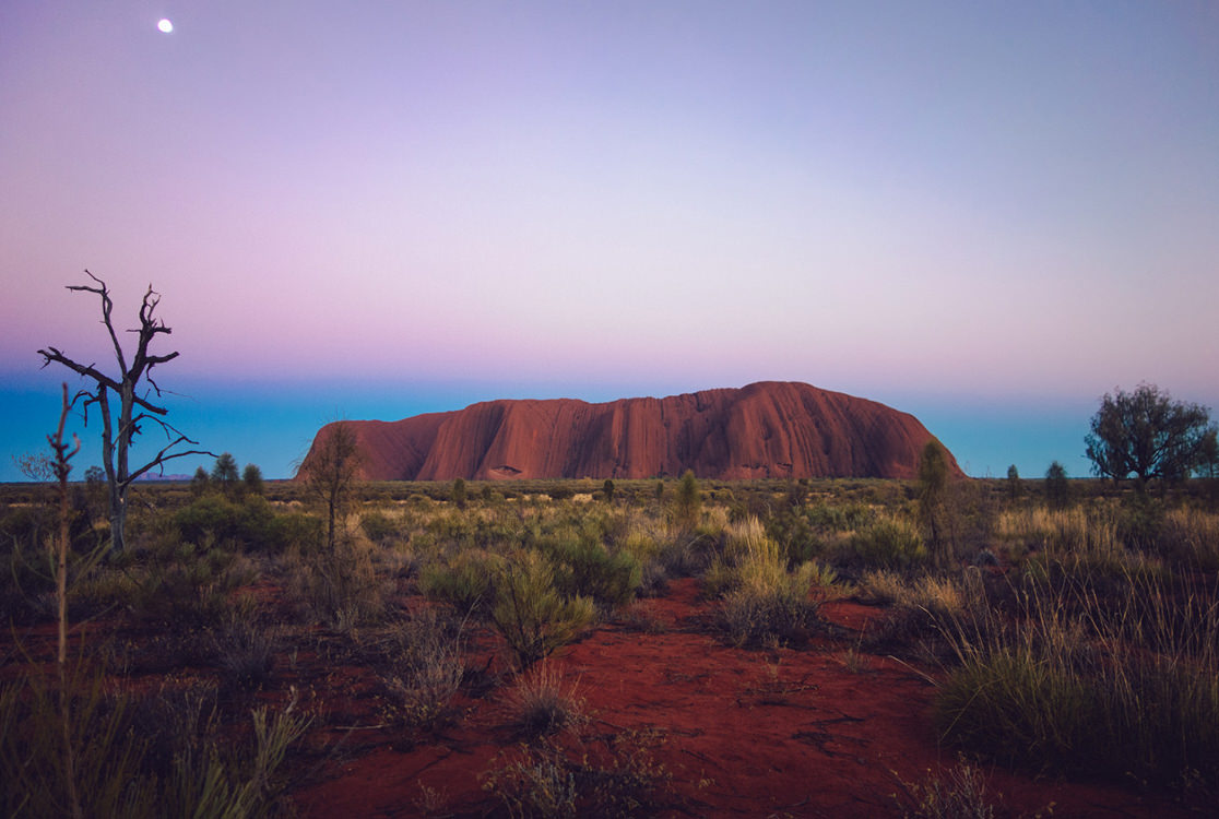 Uluru at dusk.