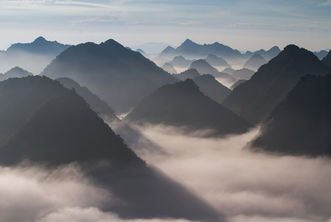 Misty covering mountains