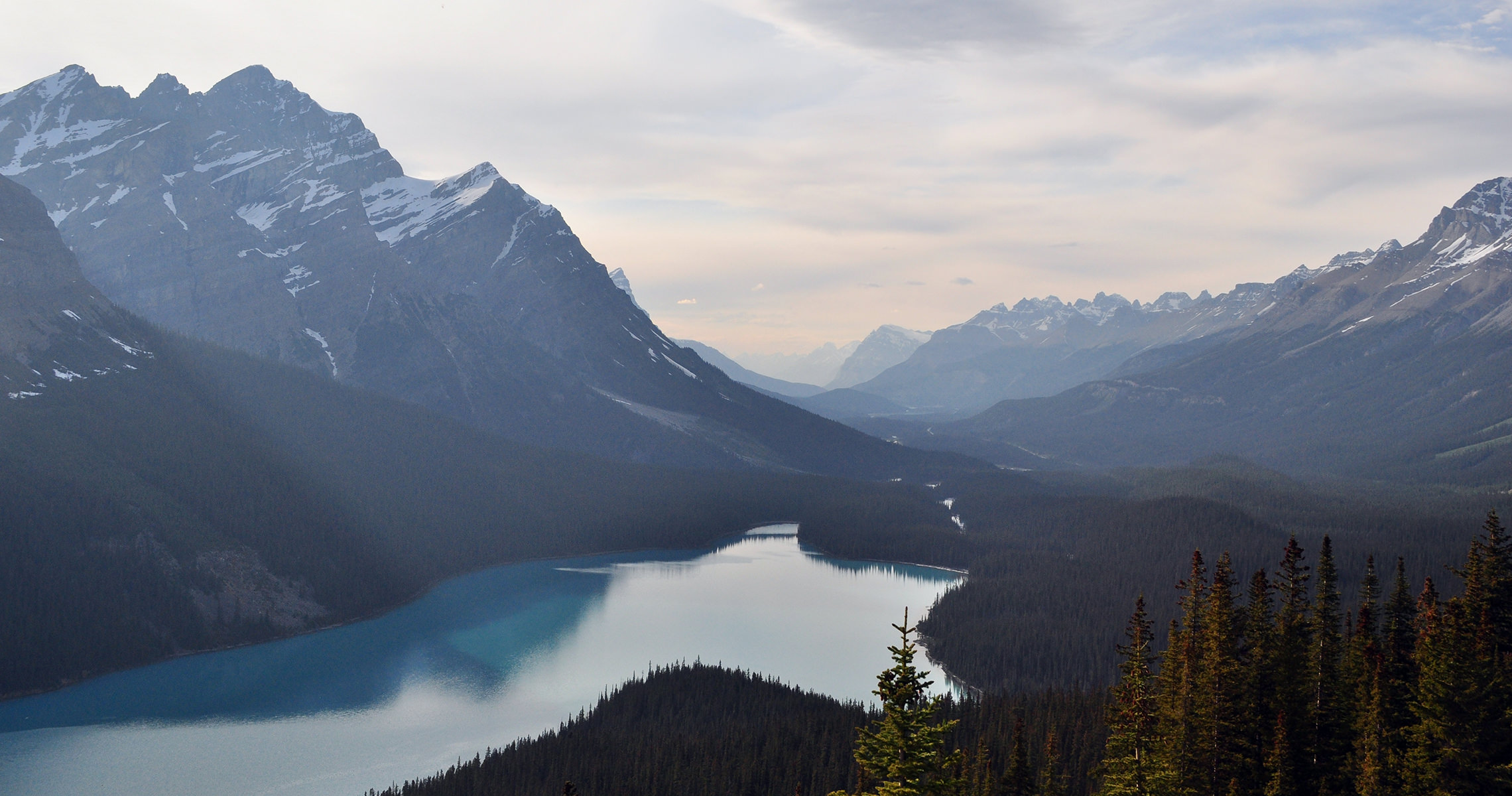 Mountains and a lake.