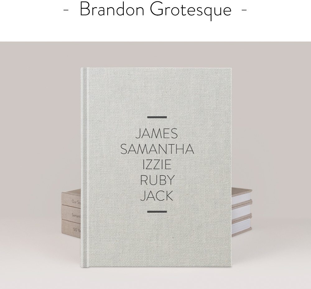 Premium Photo Book with Brandon Grotesque font title