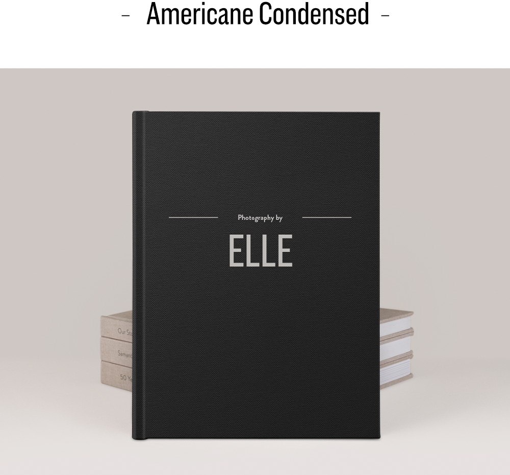 Premium Photo Book with Americane Condensed font title
