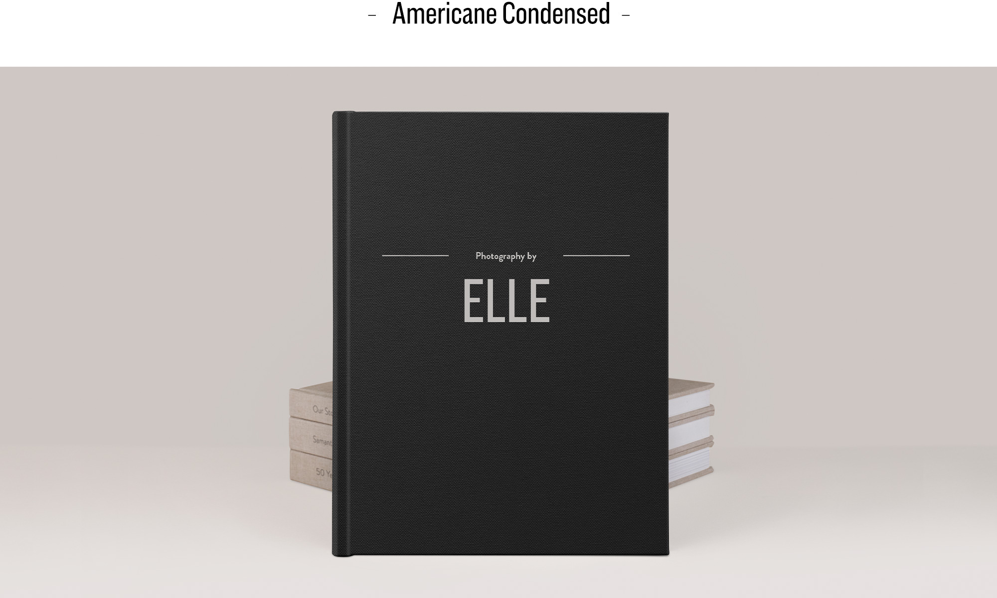 Premium Photo Book with Americane Condensed font title