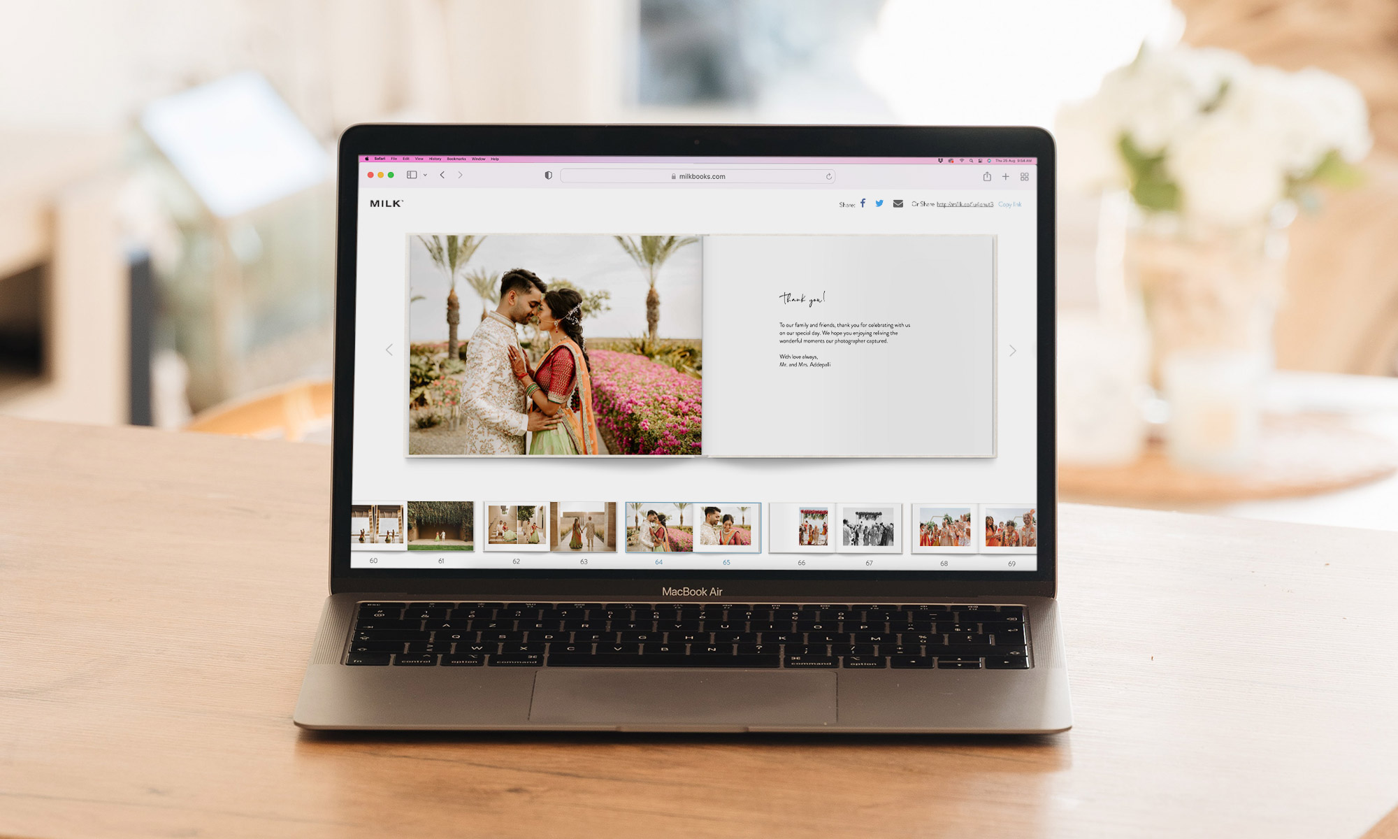 MILK online flipbook on a macbook air screen