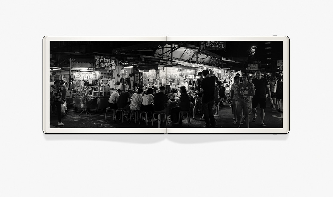 Moleskine Landscape Monograph book showing black and white image spread