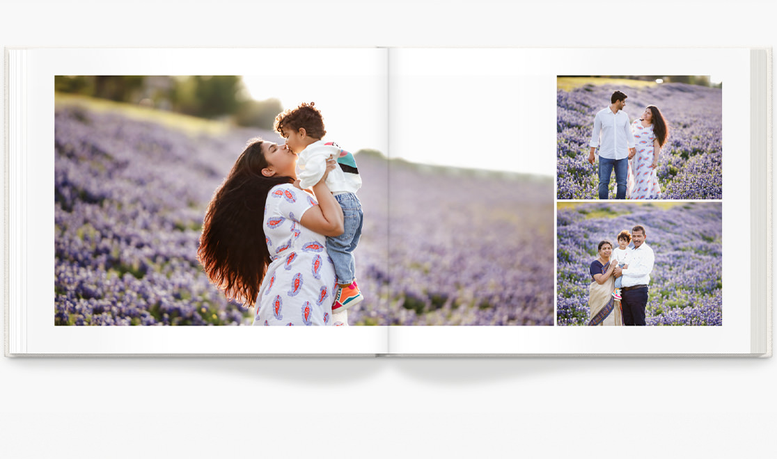 Photo spread showing family pictures
