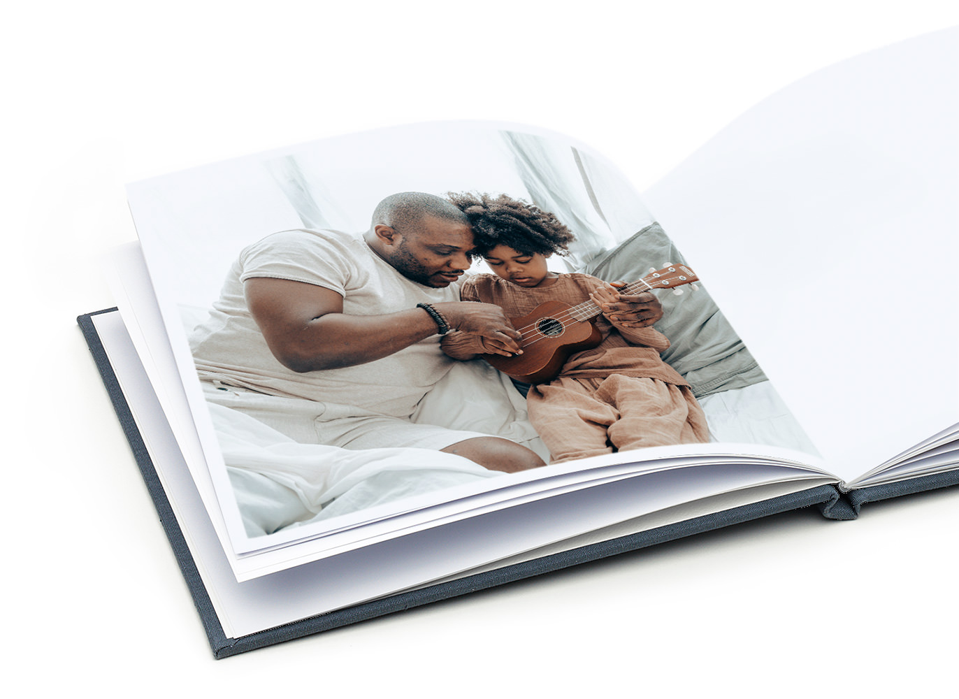 Open Classic Photo Book with photo of father and child