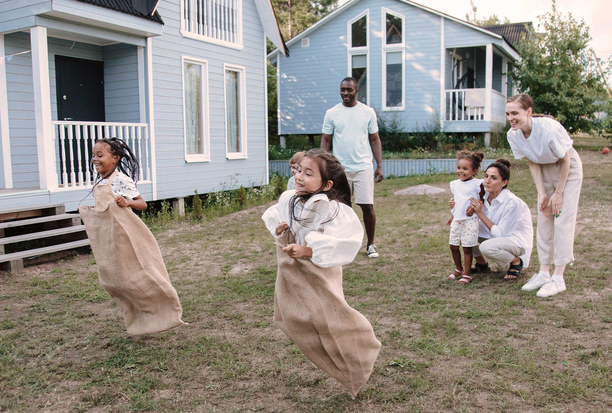 Children playing together in yard