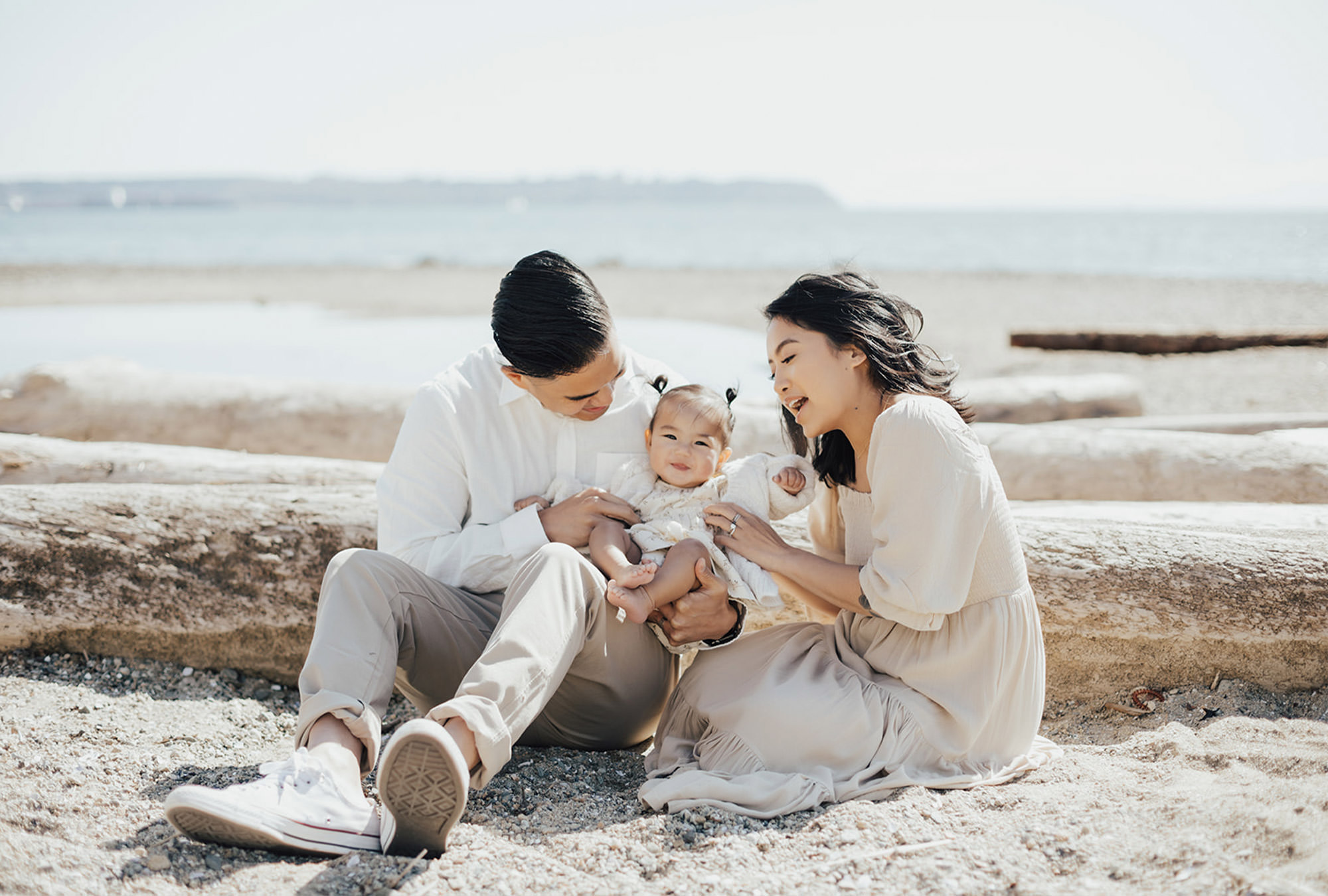Young family on beach