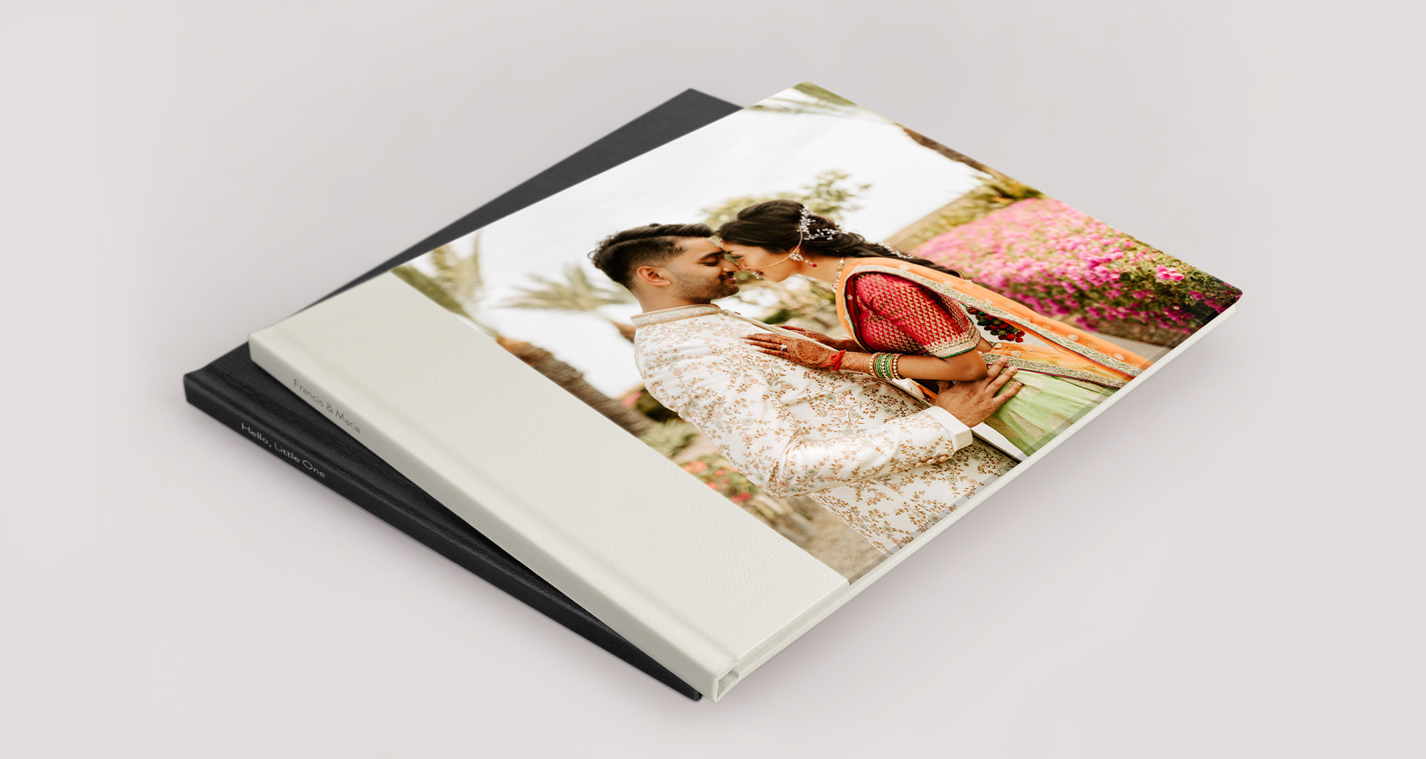 two vegan leather photo books