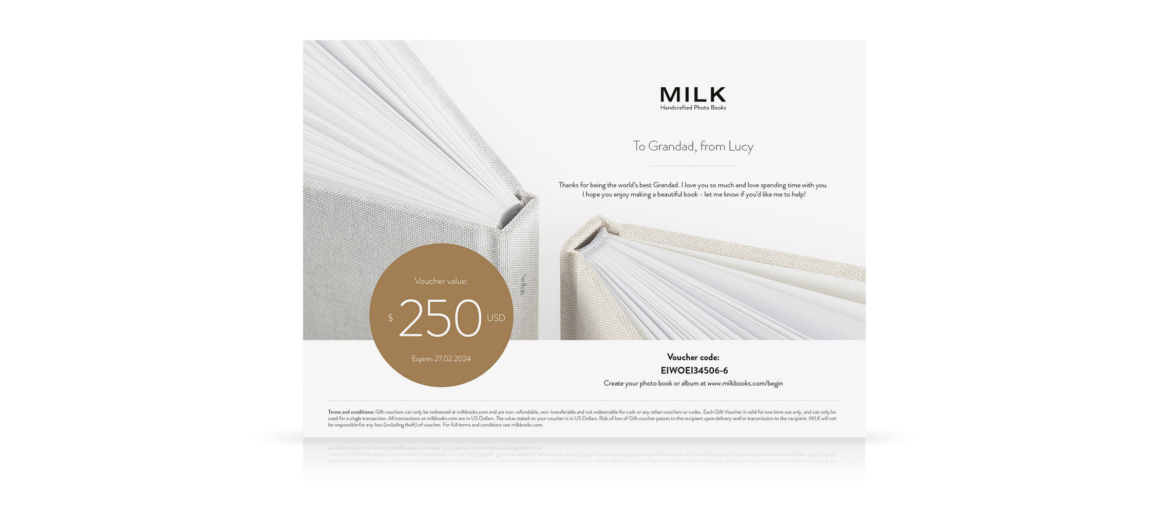 MILK $250 Gift Voucher.