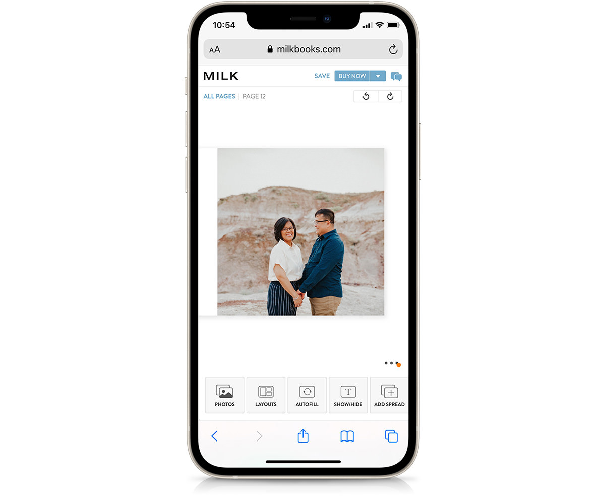 Phone showing design mode of MILK Mobile Design Studio
