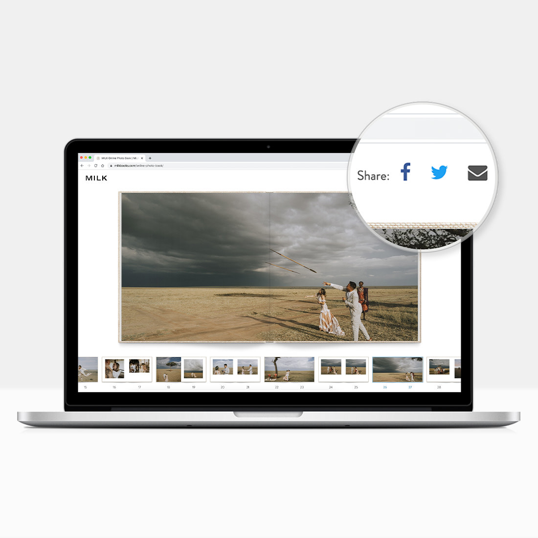 Online flipbook on a laptop.