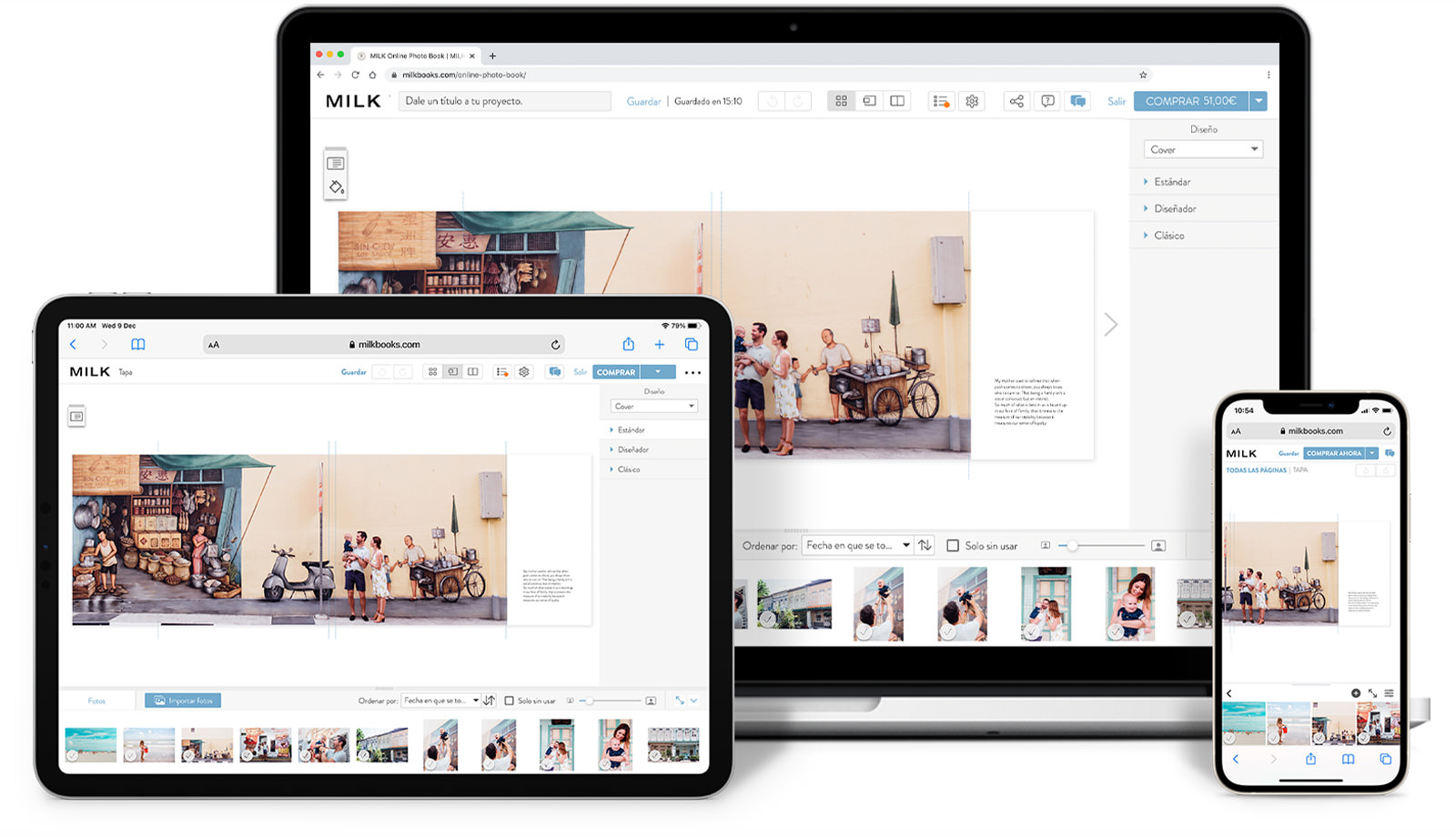 Estudio de diseño abierto en la tableta, el portátil y el móvil.