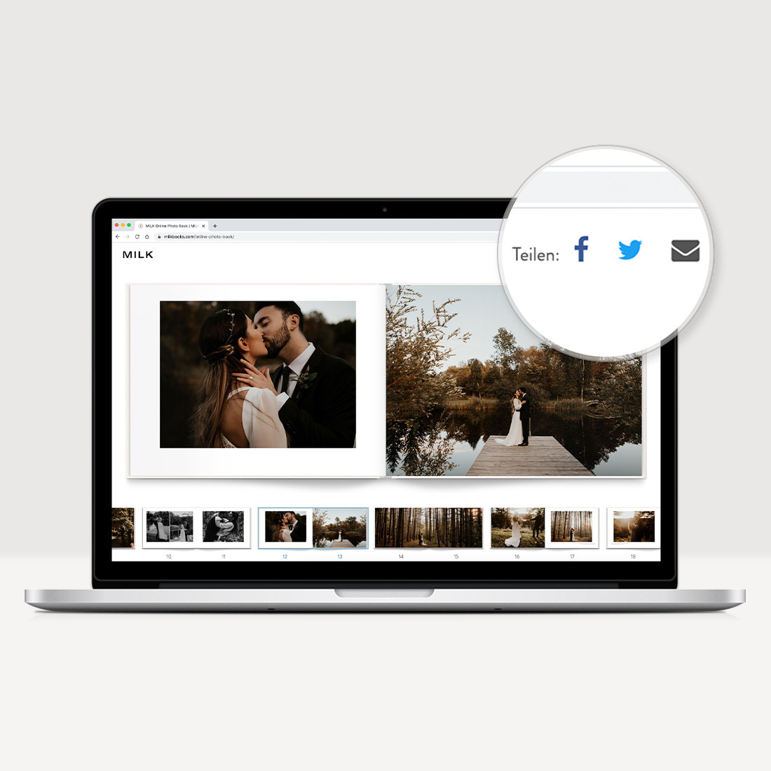 Online-Daumenkino auf dem Laptop.