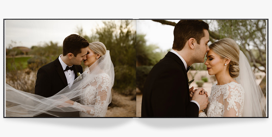 Portraits of newlywed couple.