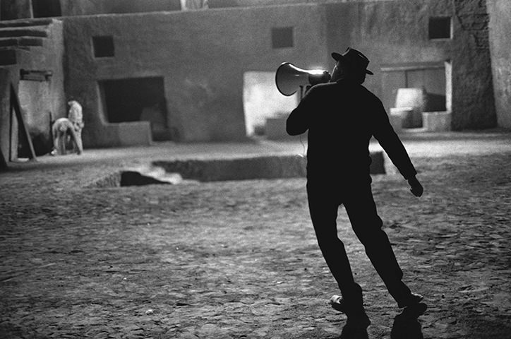 Federico Fellini on the Set of Satyricon, Rome, Italy, 1969.