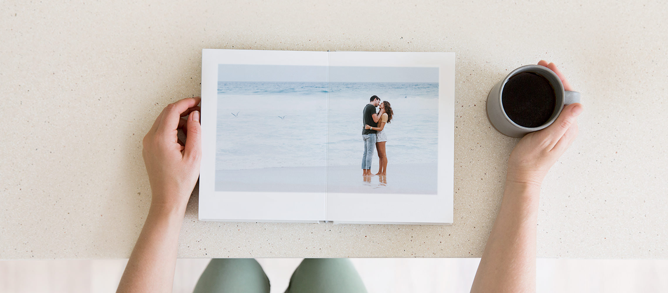 Person looking at engagement Photo Album
