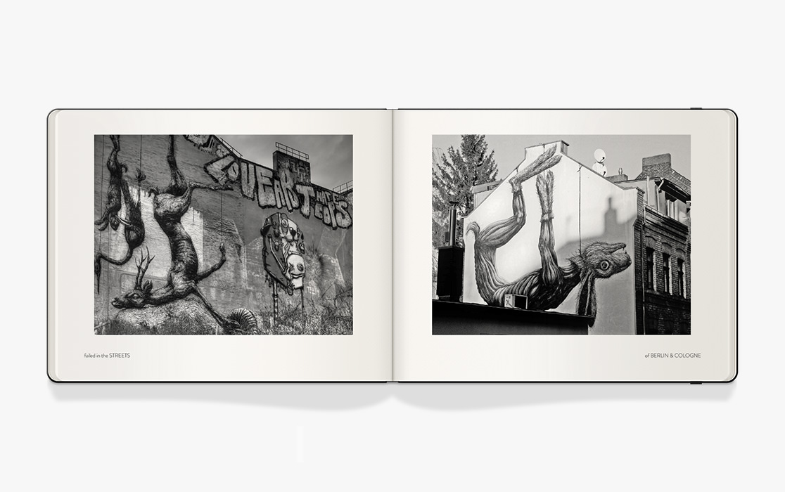 Moleskine photo book with street photography of graffiti.