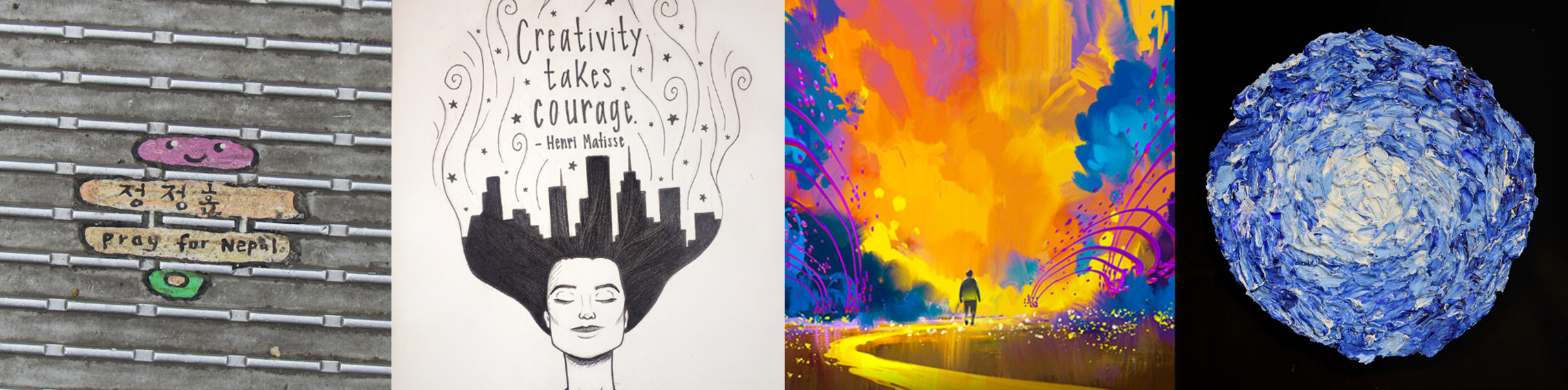 4 illustrations of what creativity means.
