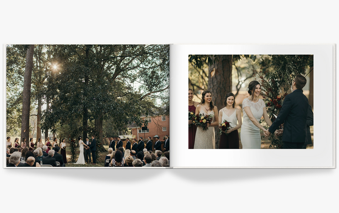 Photo book with newlyweds saying their vows