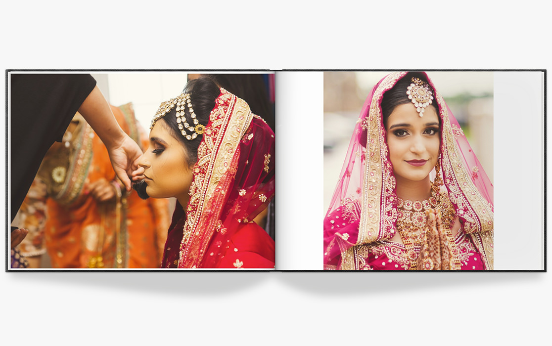 Photo book with bride getting ready.