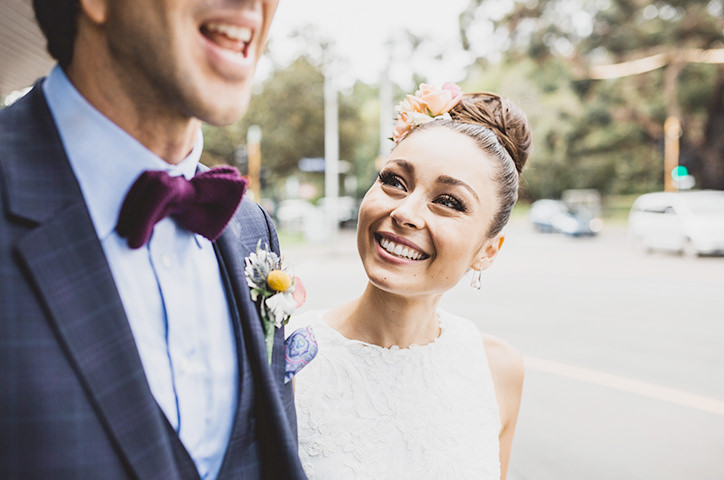 Bride looking at groom