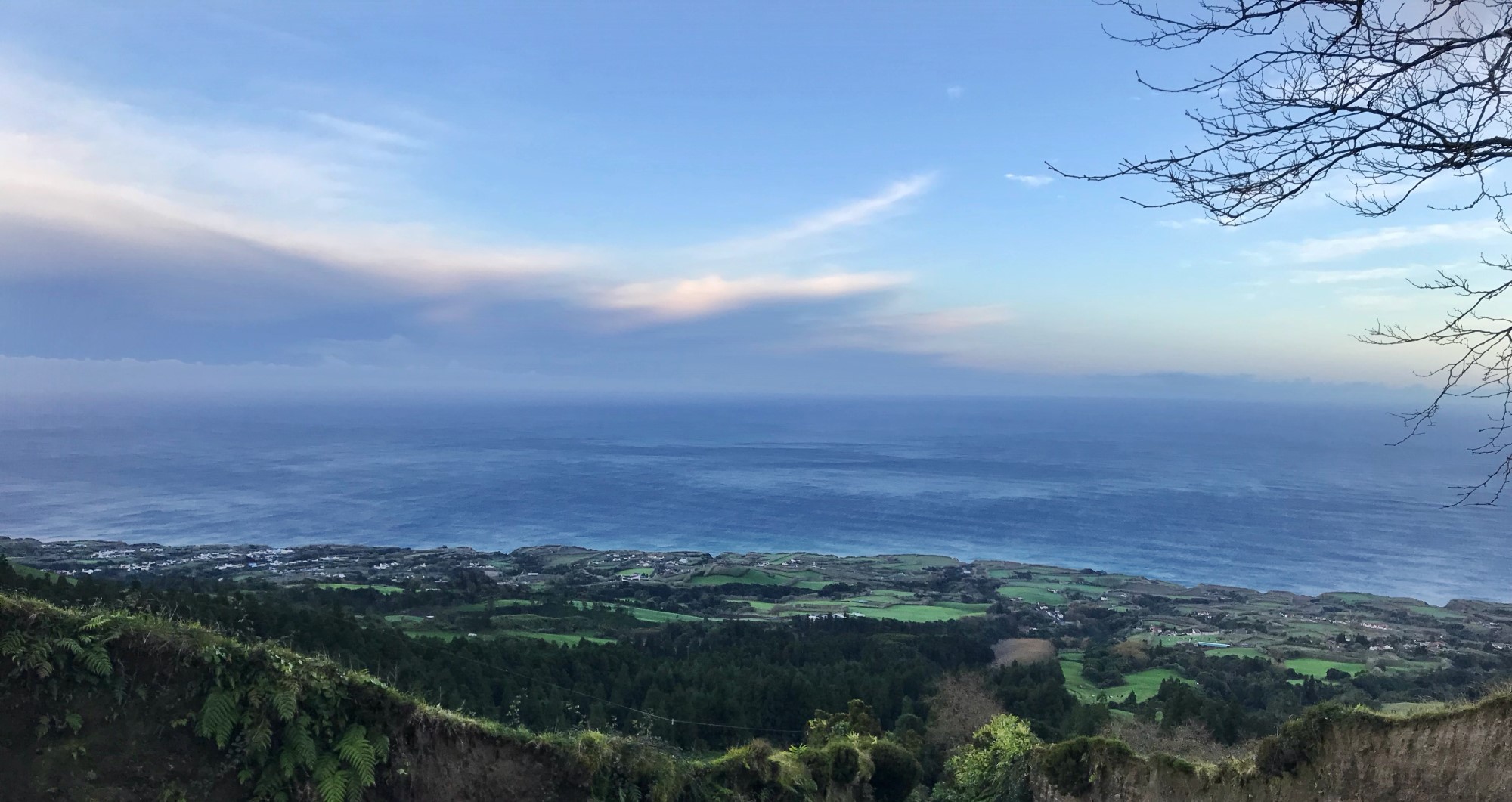 Sea and seaside view from a hilltop position.