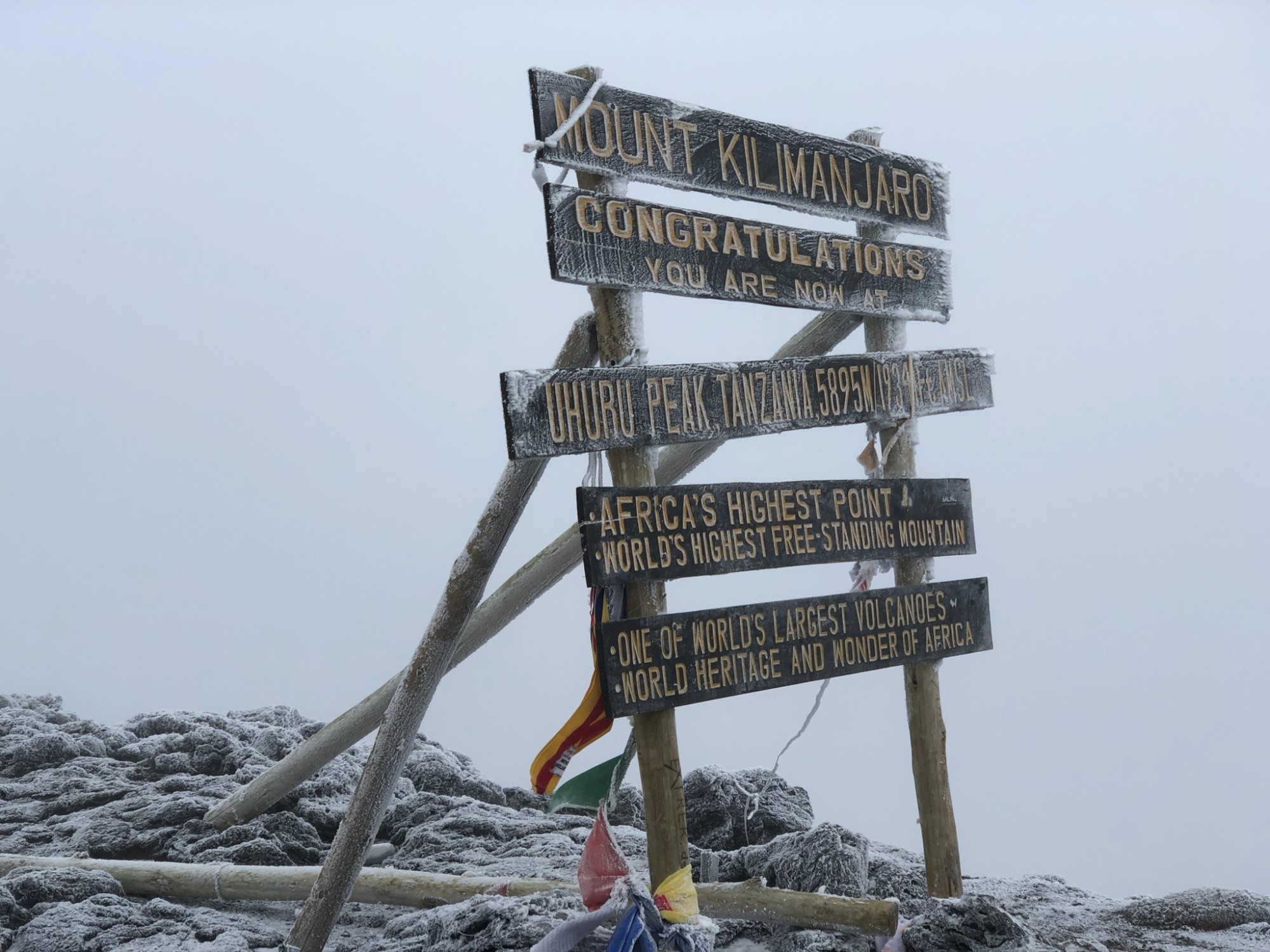 Signage atop Mt Kilimanjaro.