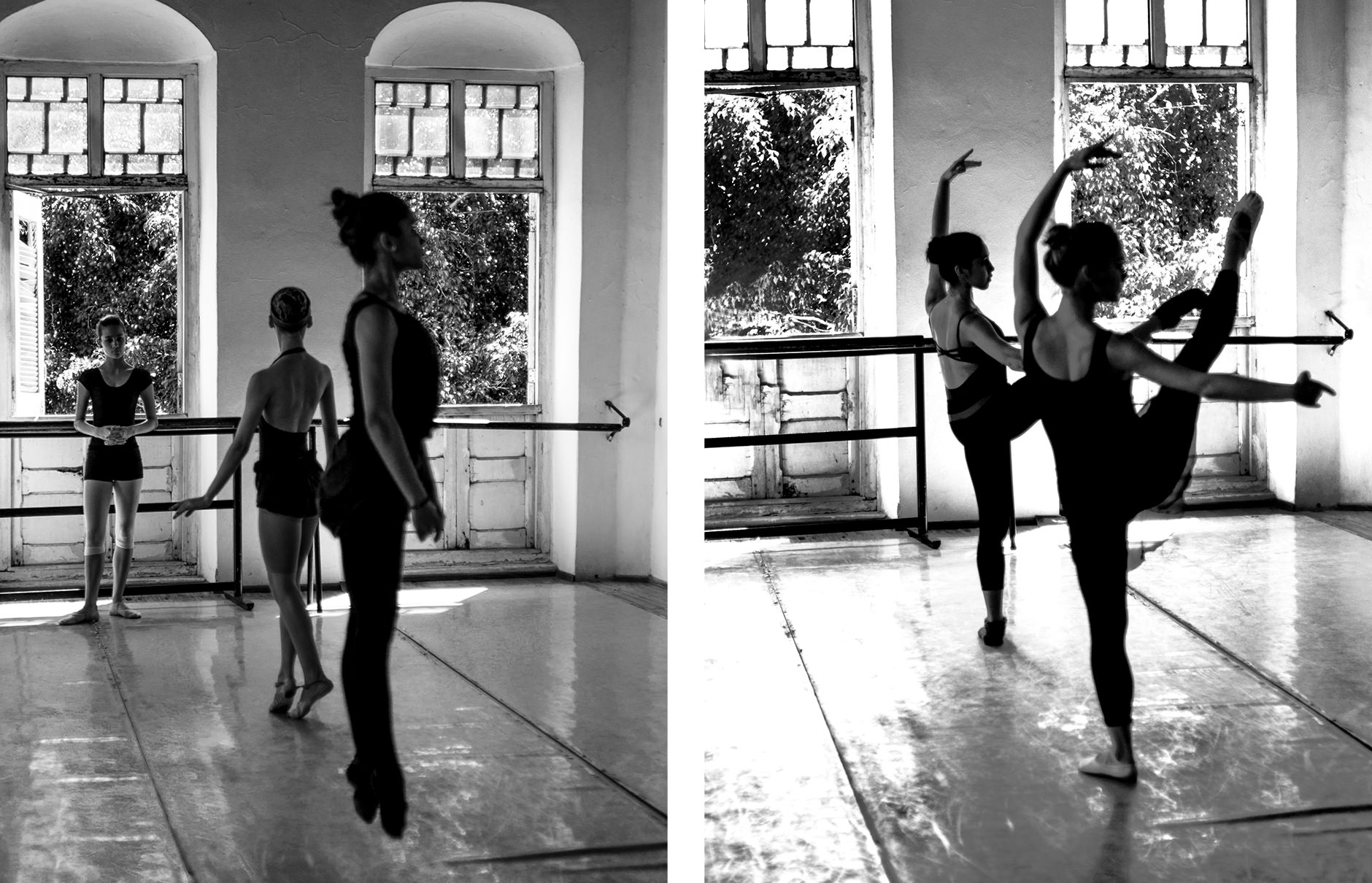 Ballerinas dancing in a studio.