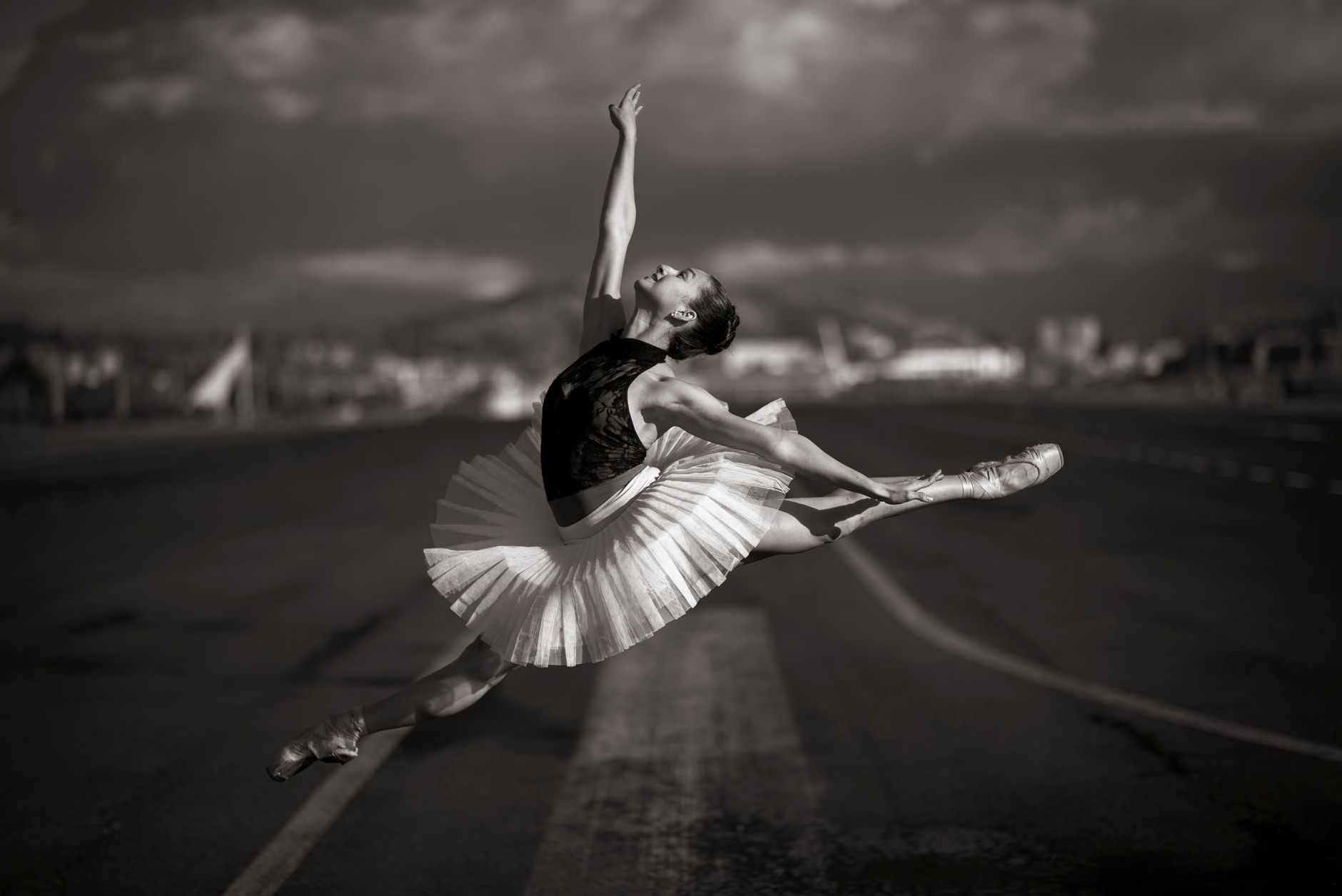 Ballet dancer leaping in the air.